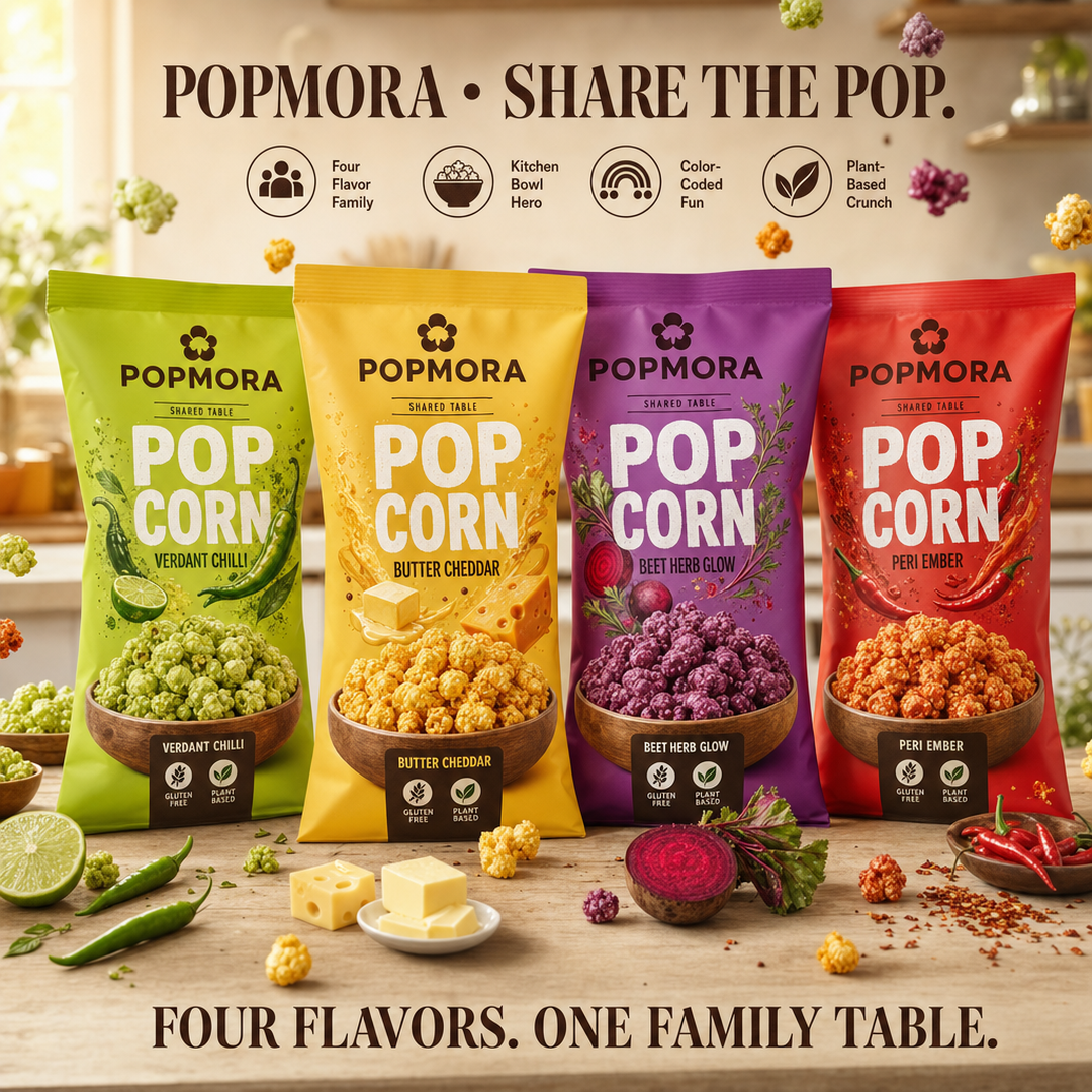 Popmora Family Flavor Popcorn Quartet