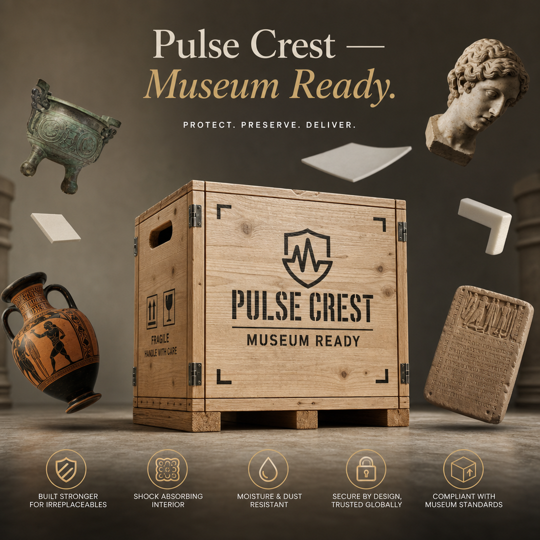 Pulse Crest Artifact Loan Crate Stencil Branding
