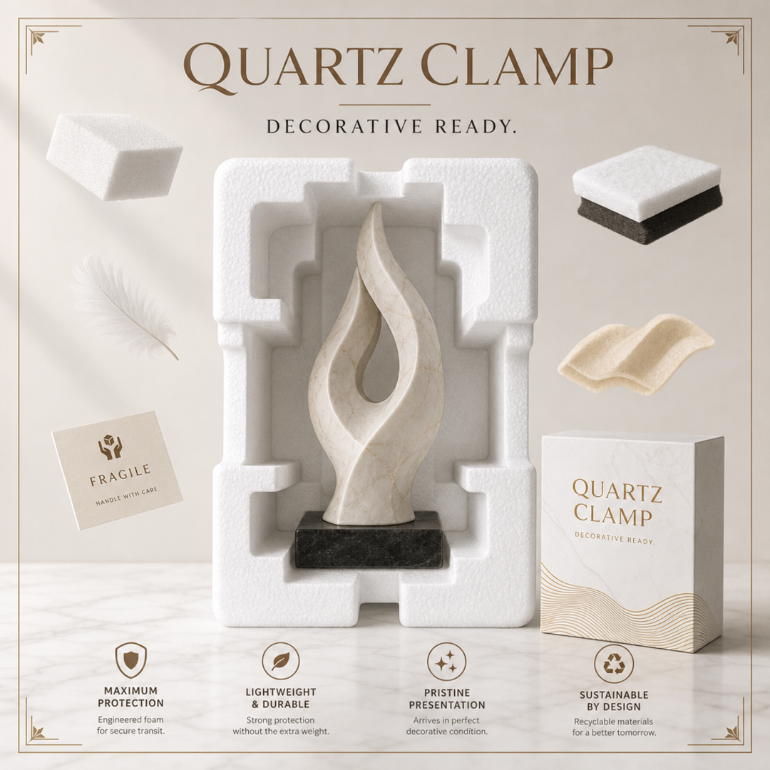 Quartz Clamp Decorative Sculpture Foam Shipper Sleeve