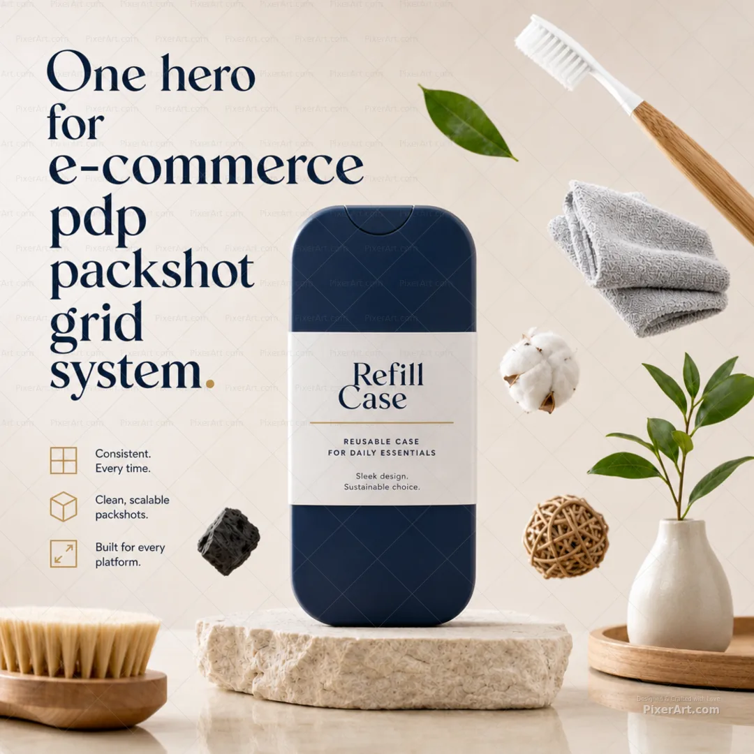 Refill Case E-commerce PDP packshot grid system