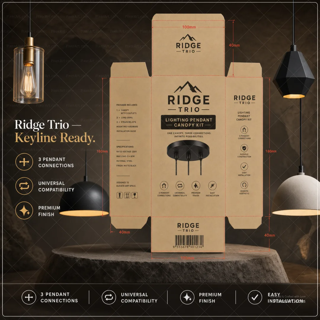 Ridge Trio Lighting Pendant Canopy Kit Carton