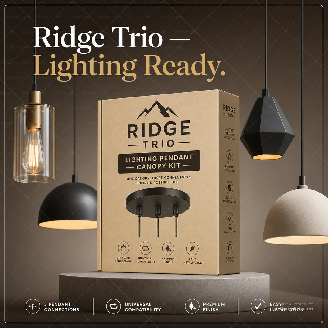 Ridge Trio Lighting Pendant Canopy Kit Carton