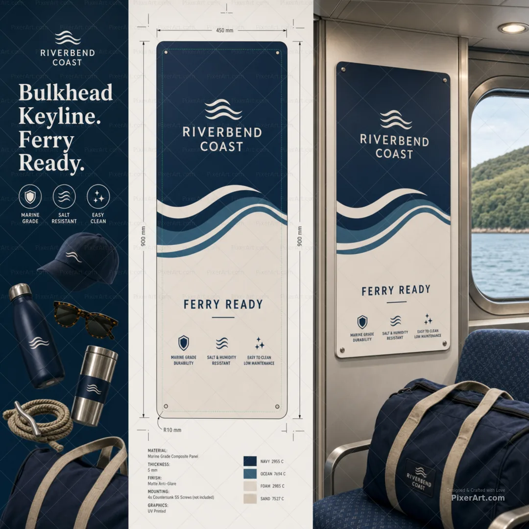 Riverbend Coast Ferry Cabin Bulkhead Branding Panel