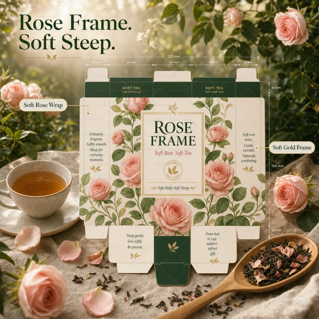 Rose Frame Soft Rose Tea Carton