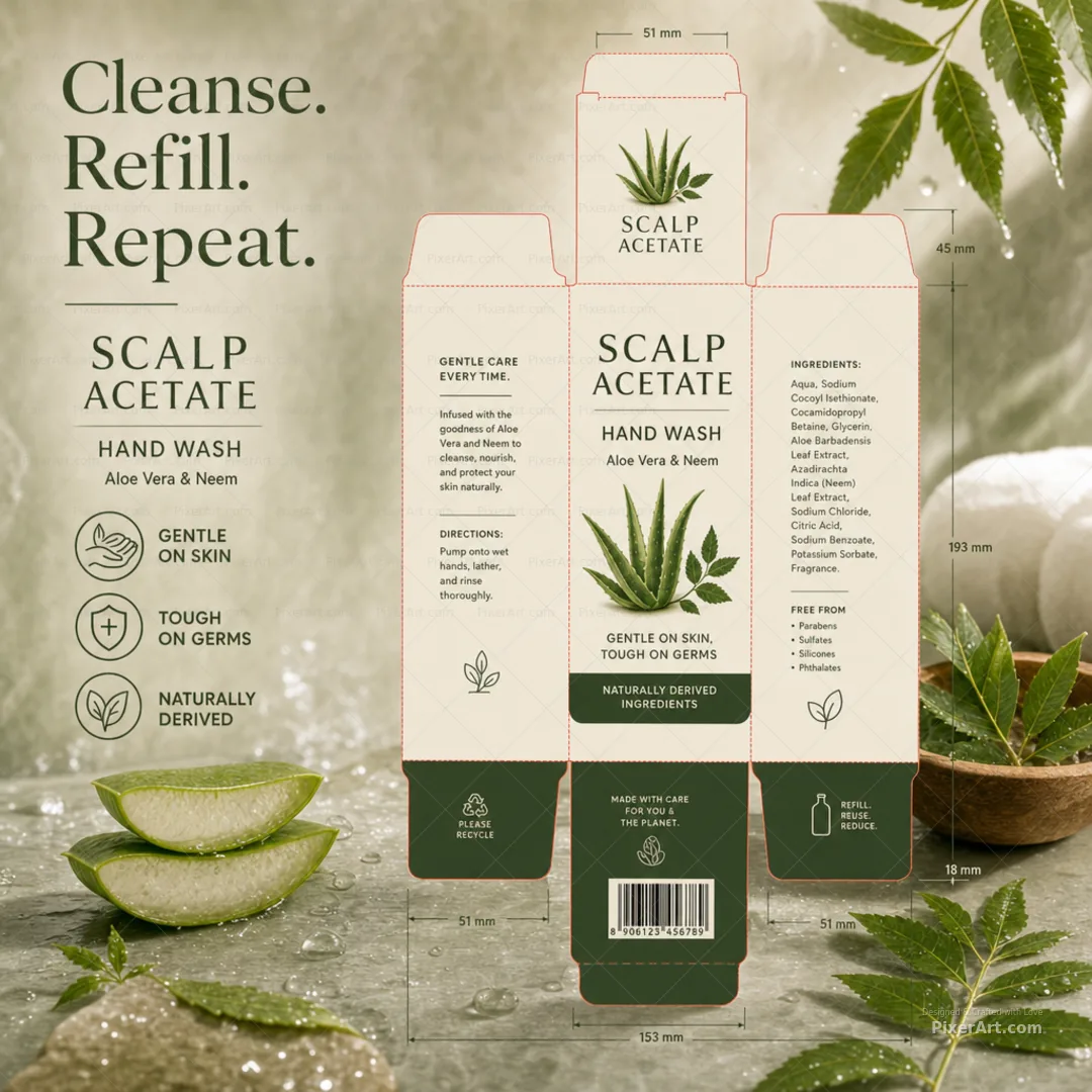 Scalp Acetate Hand wash pump + refill pouch