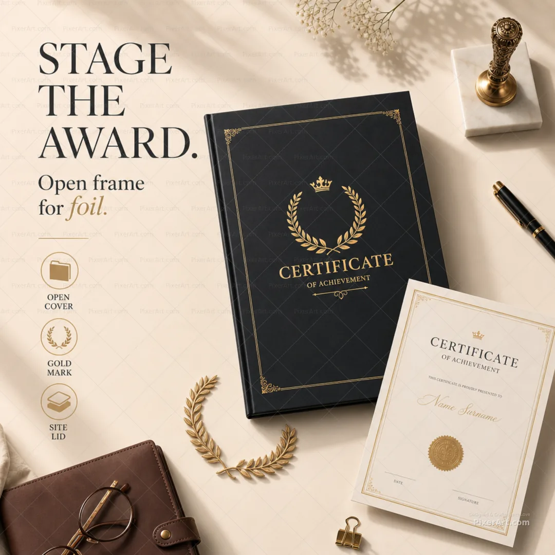 Site Lid Certificate folder with foil