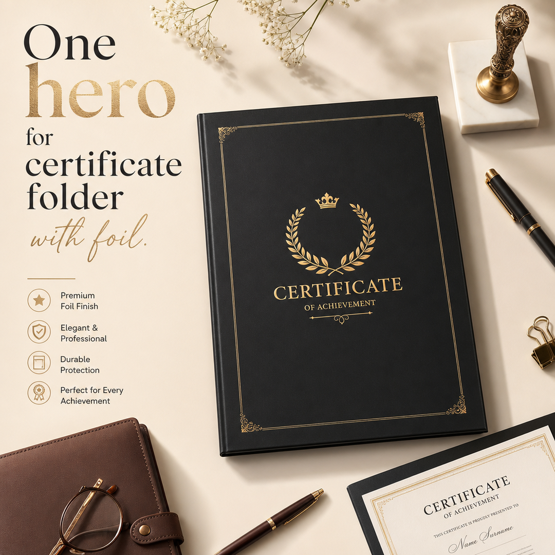 Site Lid Certificate folder with foil