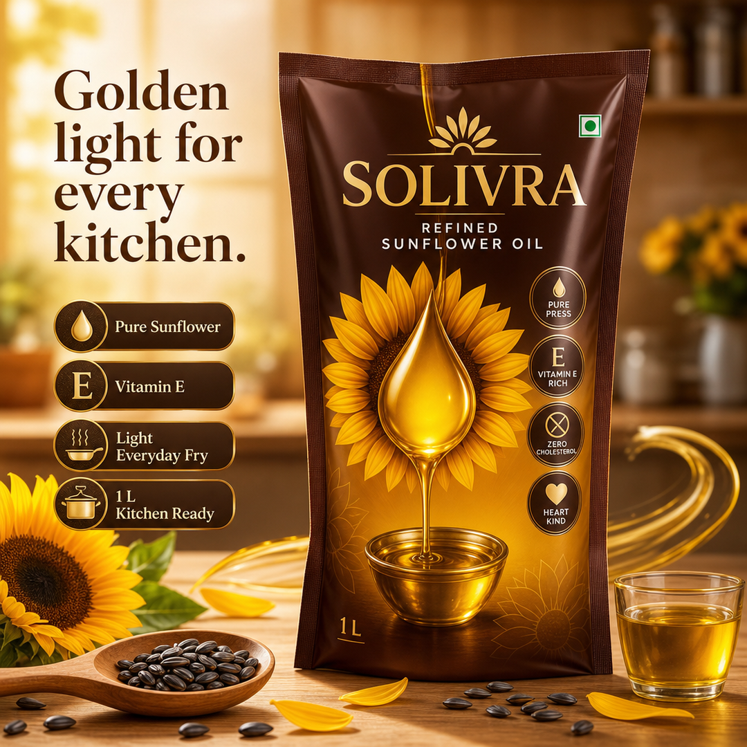 Solivra Refined Sunflower Oil 1L Pouch