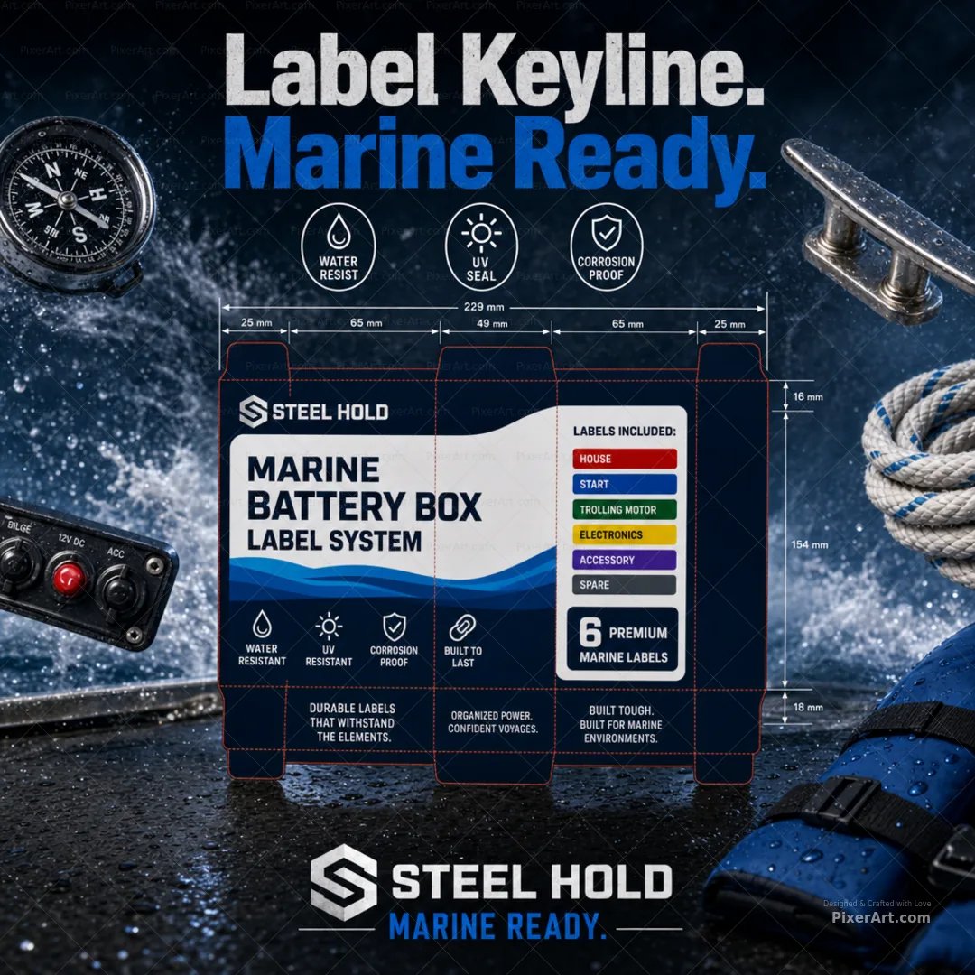 Steel Hold Marine Battery Box Label System
