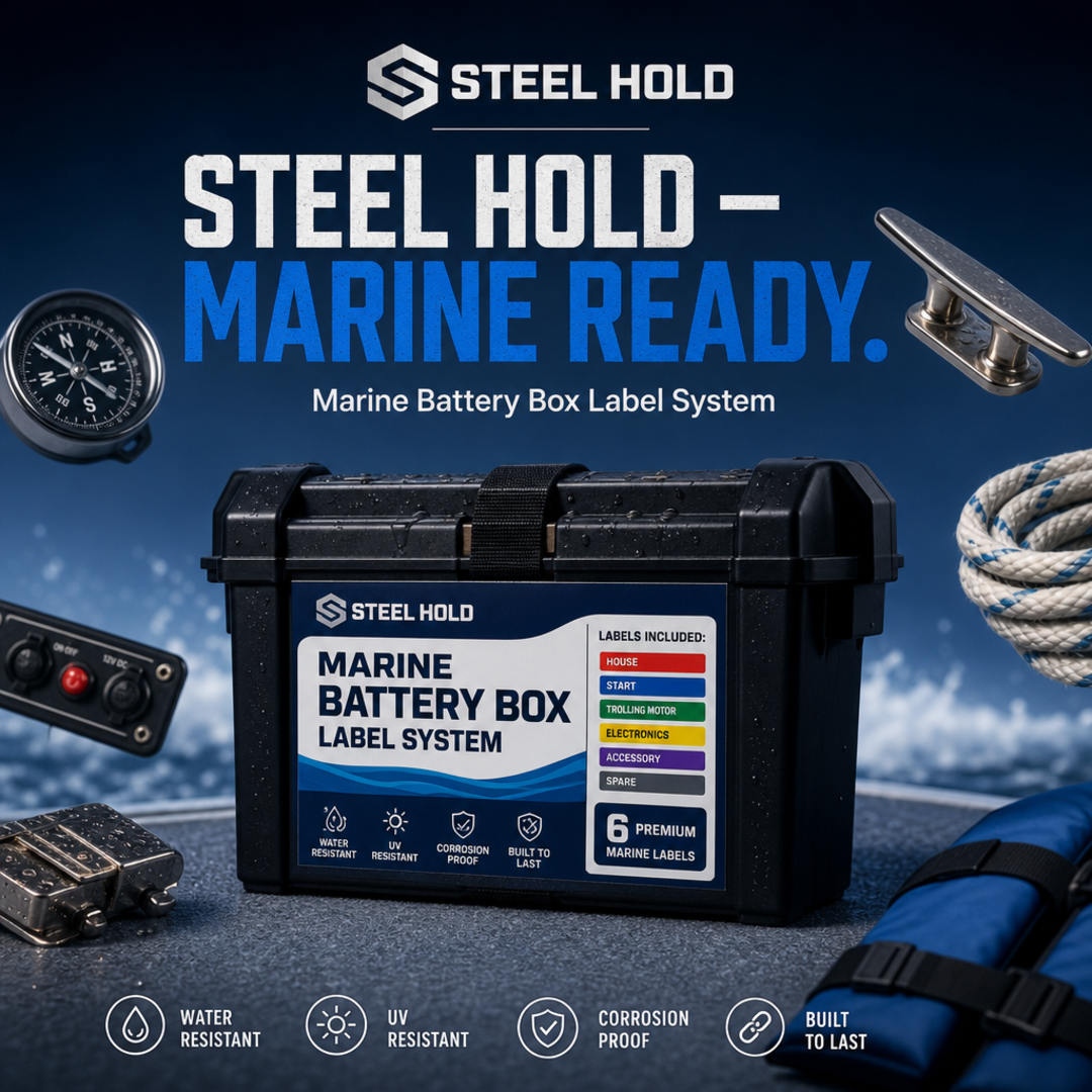 Steel Hold Marine Battery Box Label System