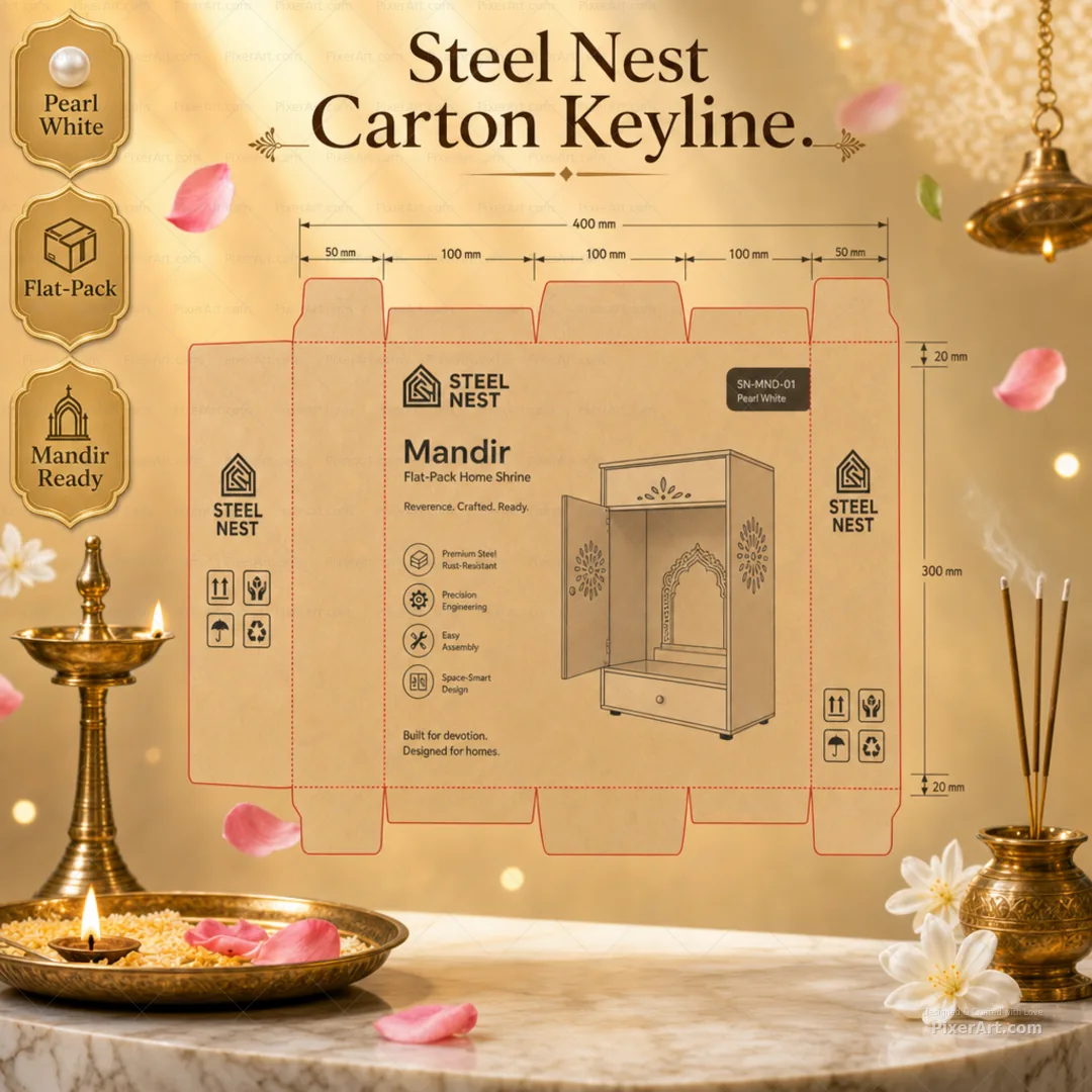 Steel Nest Mandir Home Shrine Flat-Pack Carton