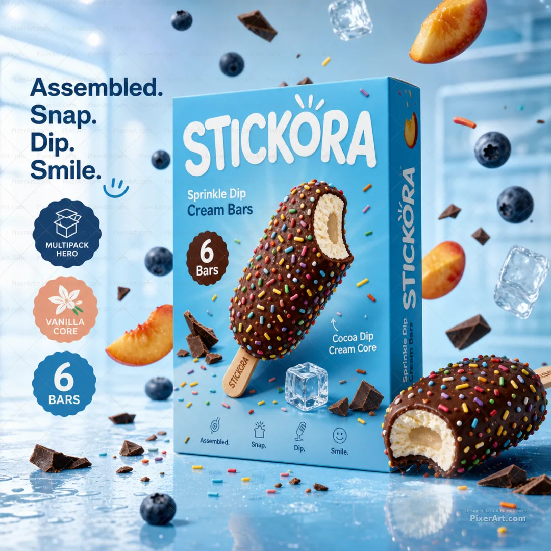 Stickora Sprinkle Dip Cream Bar Multipack
