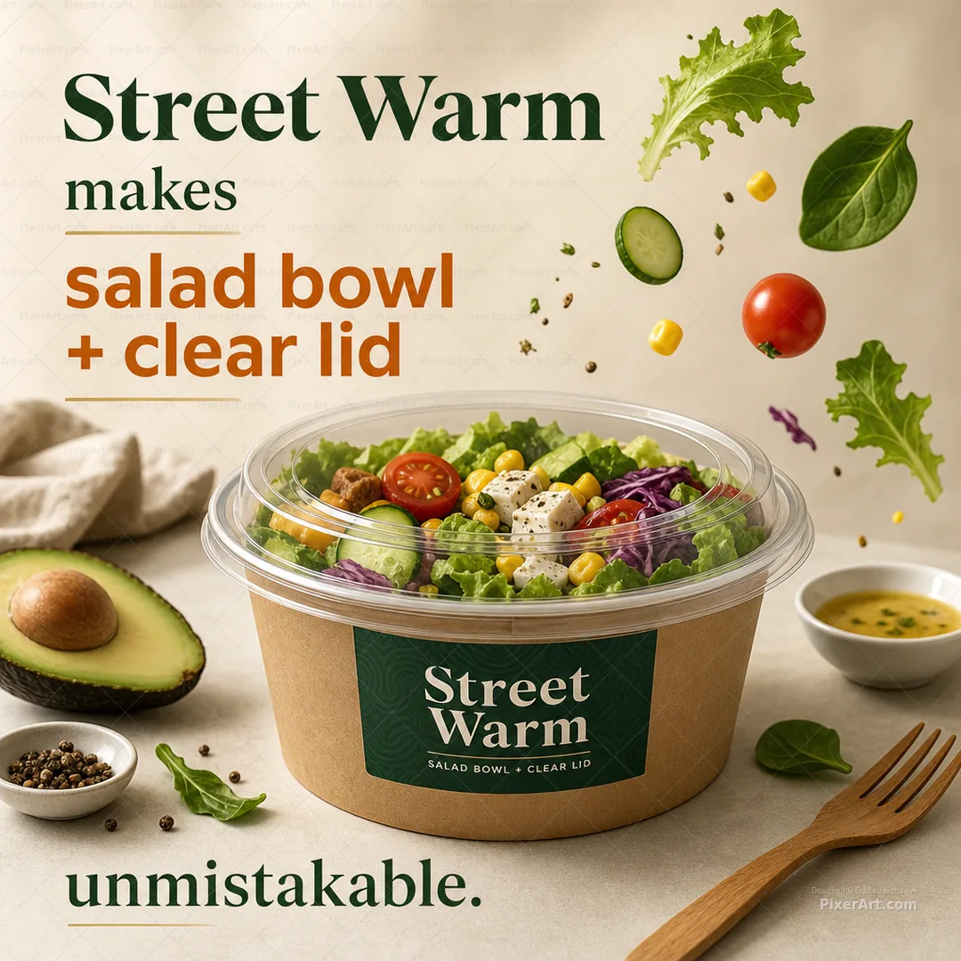 Street Warm Salad bowl + clear lid