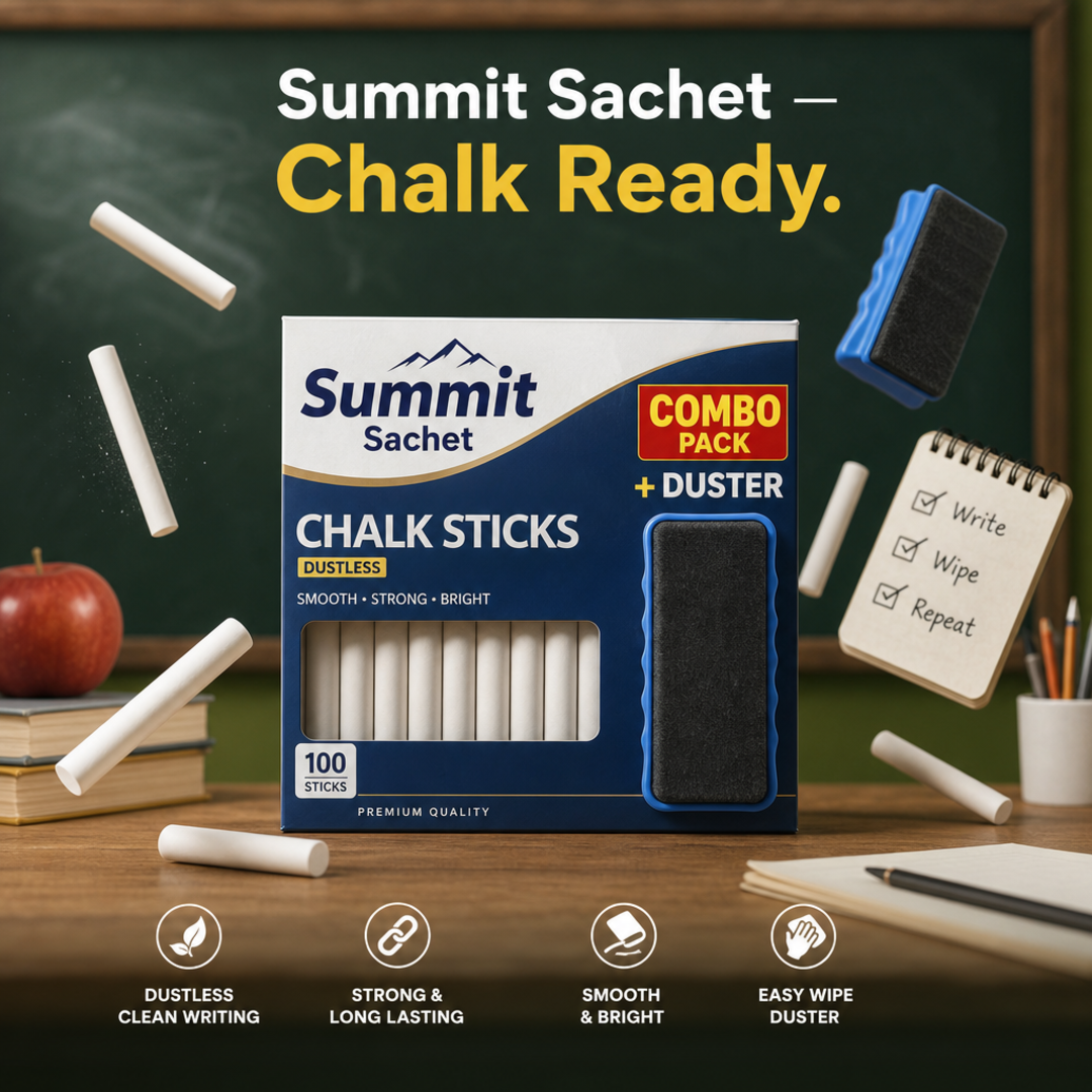 Summit Sachet Chalk Stick Box + Duster Combo Pack
