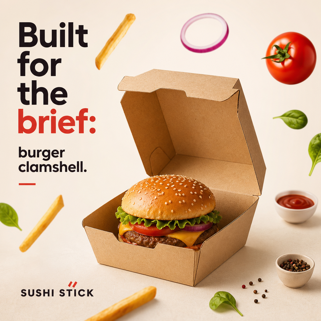 Sushi Stick Burger clamshell