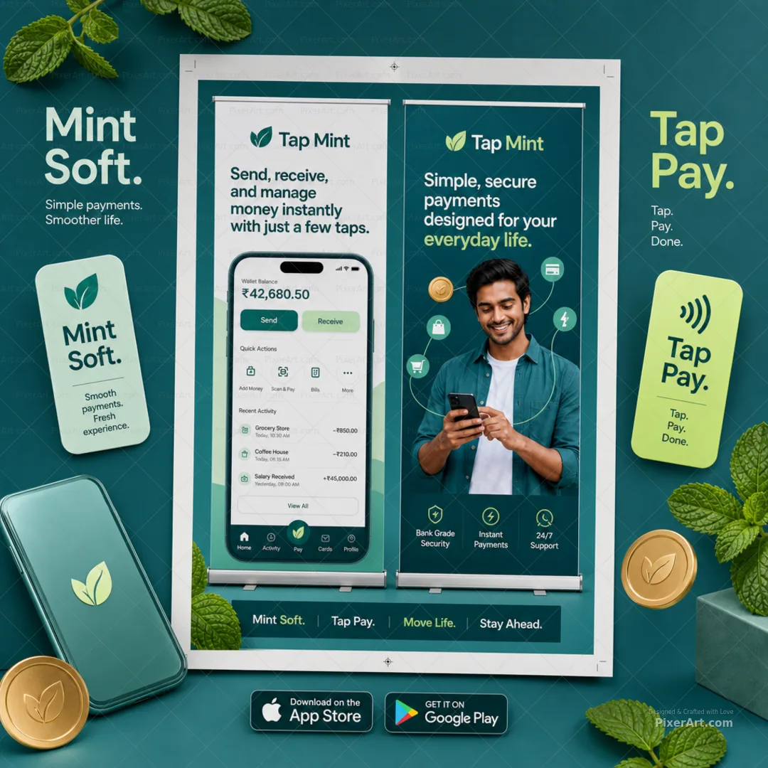 Tap Mint Fintech Pull-Up Banners