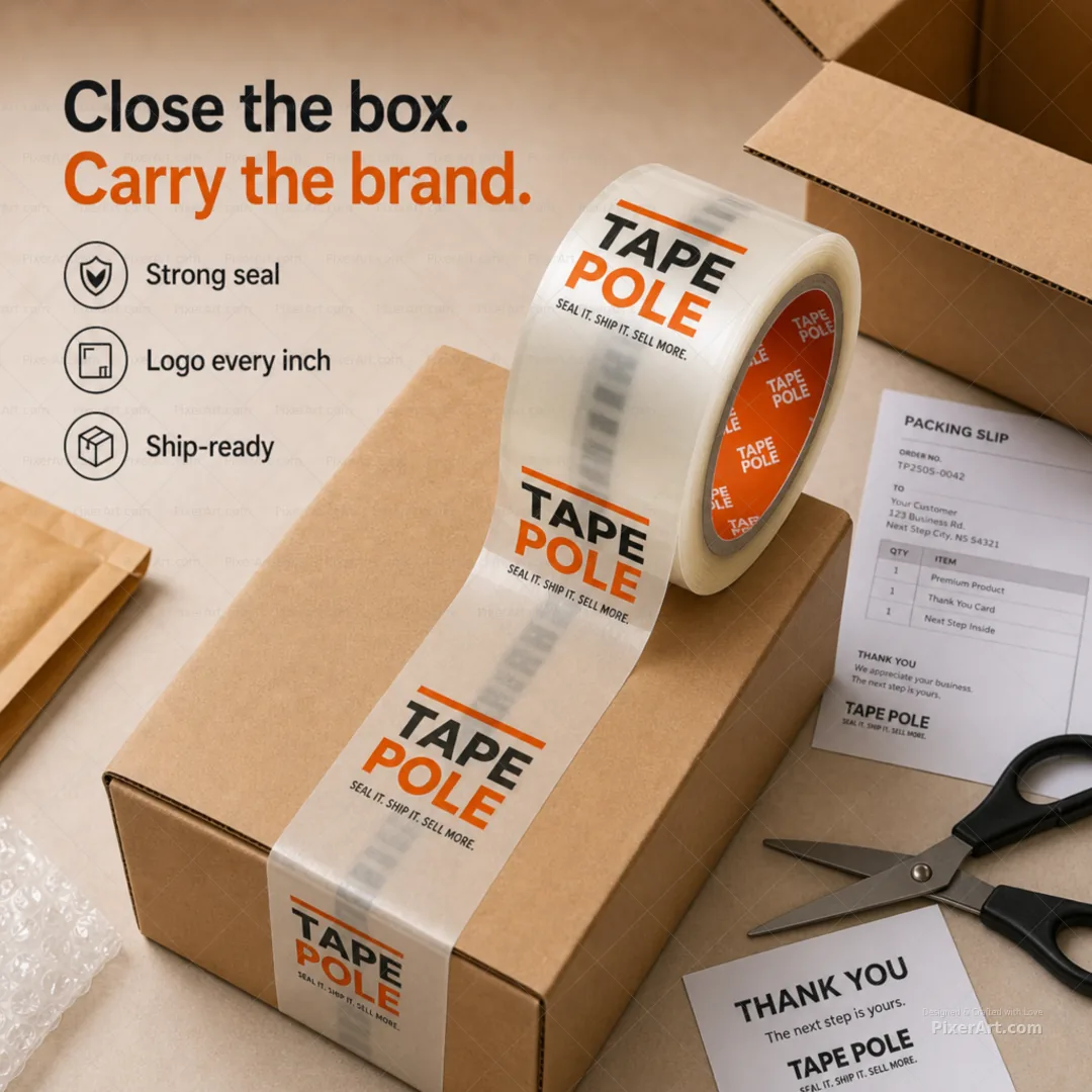 Tape Pole Self-adhesive branded packing tape