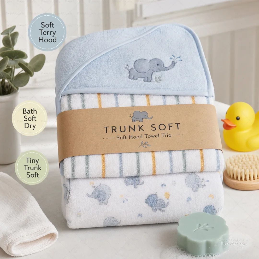 Trunk Soft Soft Hood Towel Trio