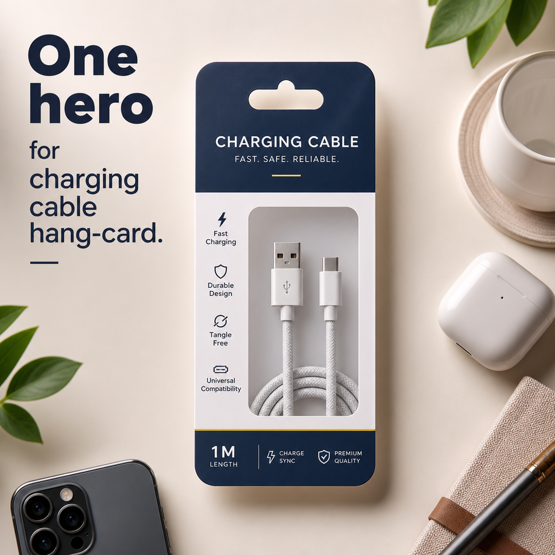 Wafer Tin Charging cable hang-card