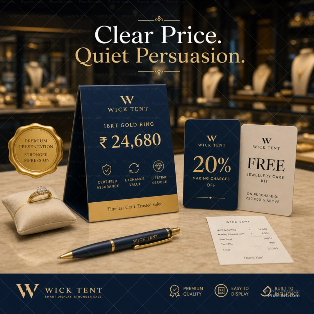 Wick Tent Jewellery Counter Price Card