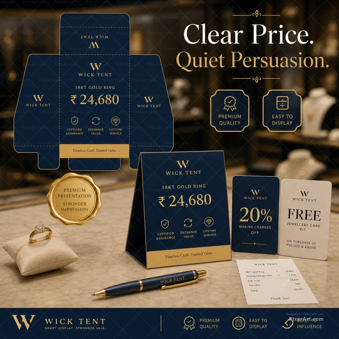 Wick Tent Jewellery Counter Price Card