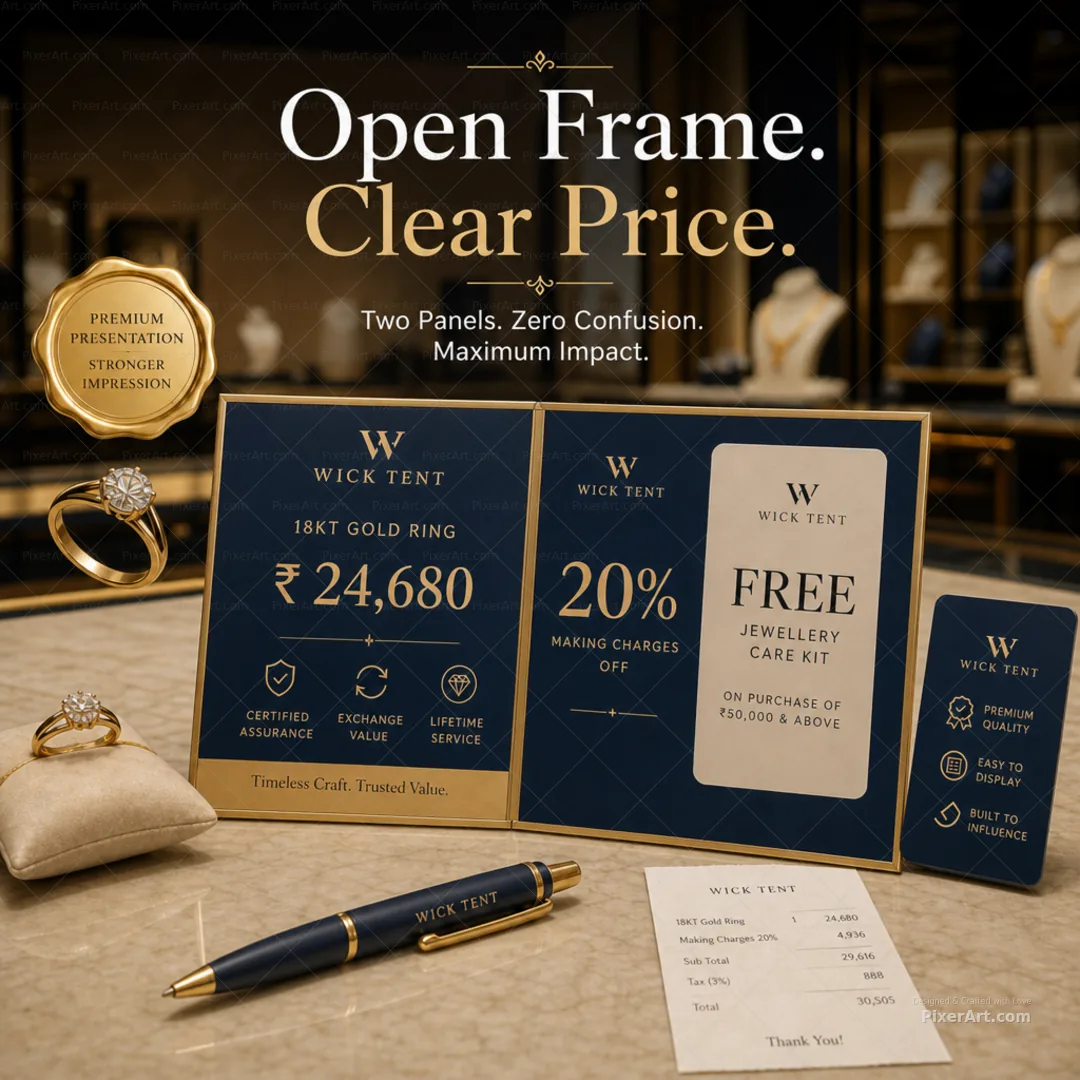 Wick Tent Jewellery Counter Price Card