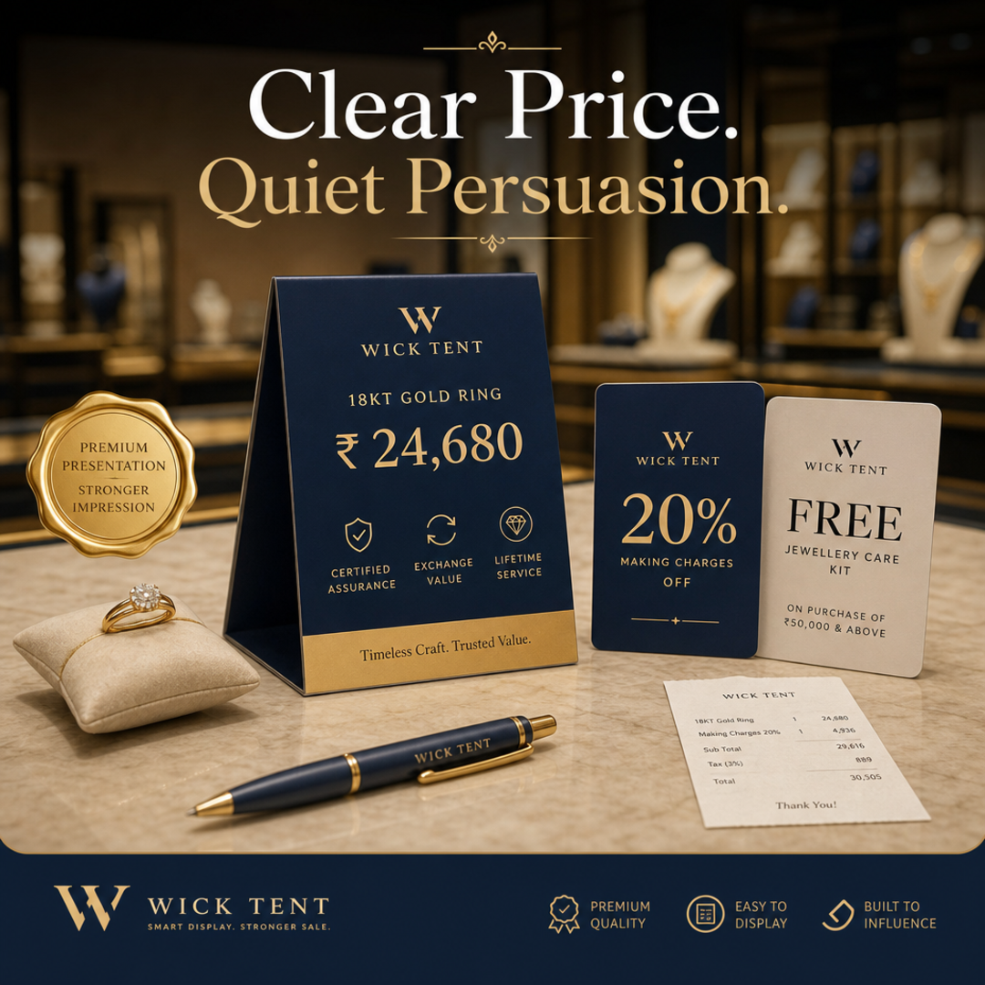 Wick Tent Jewellery Counter Price Card