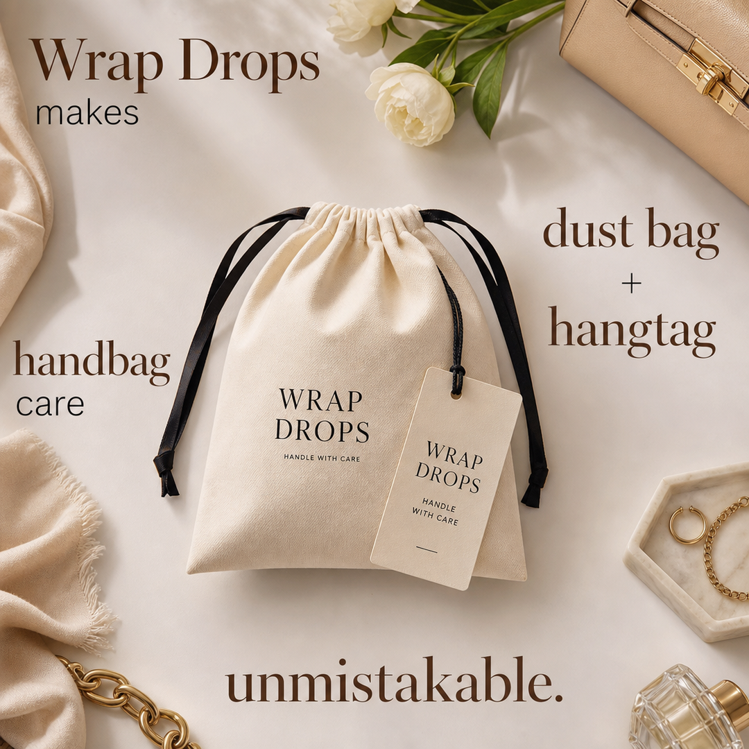 Wrap Drops Handbag care dust bag + hangtag