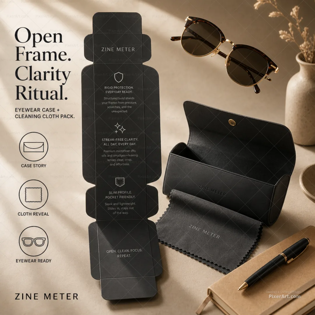 Zine Meter Eyewear case + cleaning cloth pack